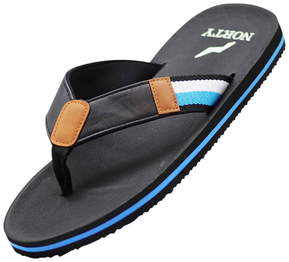 NORTY Men's Sandals, Outdoor & Indoor Flip Flop Thong Shoe (Black/Blue) - (11041)